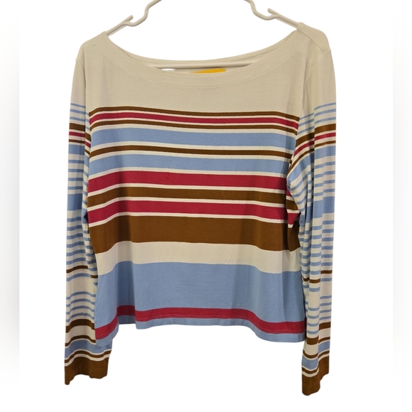 ST. JOHN YELLOW LABEL STRIPED MULTI-COLOR WOMEN'S TOP. SIZE X-LARGE. - Picture 1 of 11